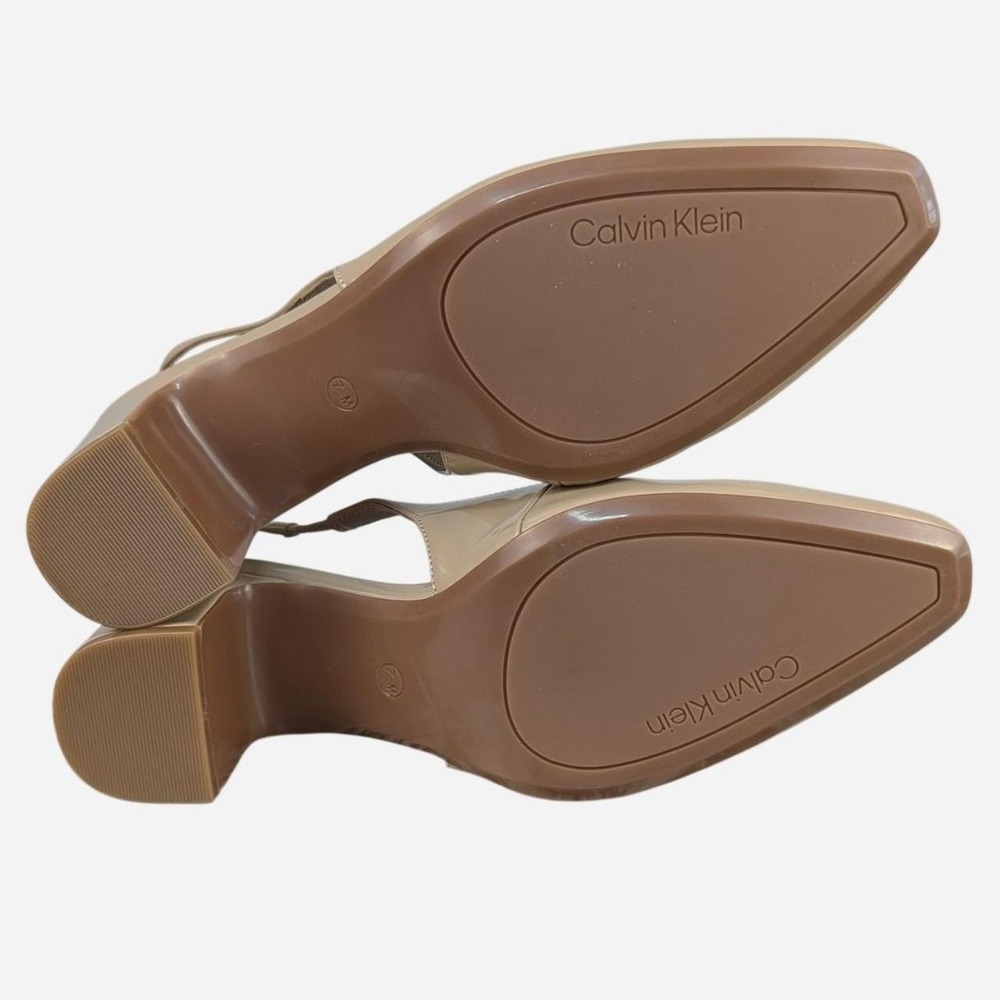 Calvin Klein Scarlet Slingback Pumps Nude Patent 7.5 - Picture 8 of 9